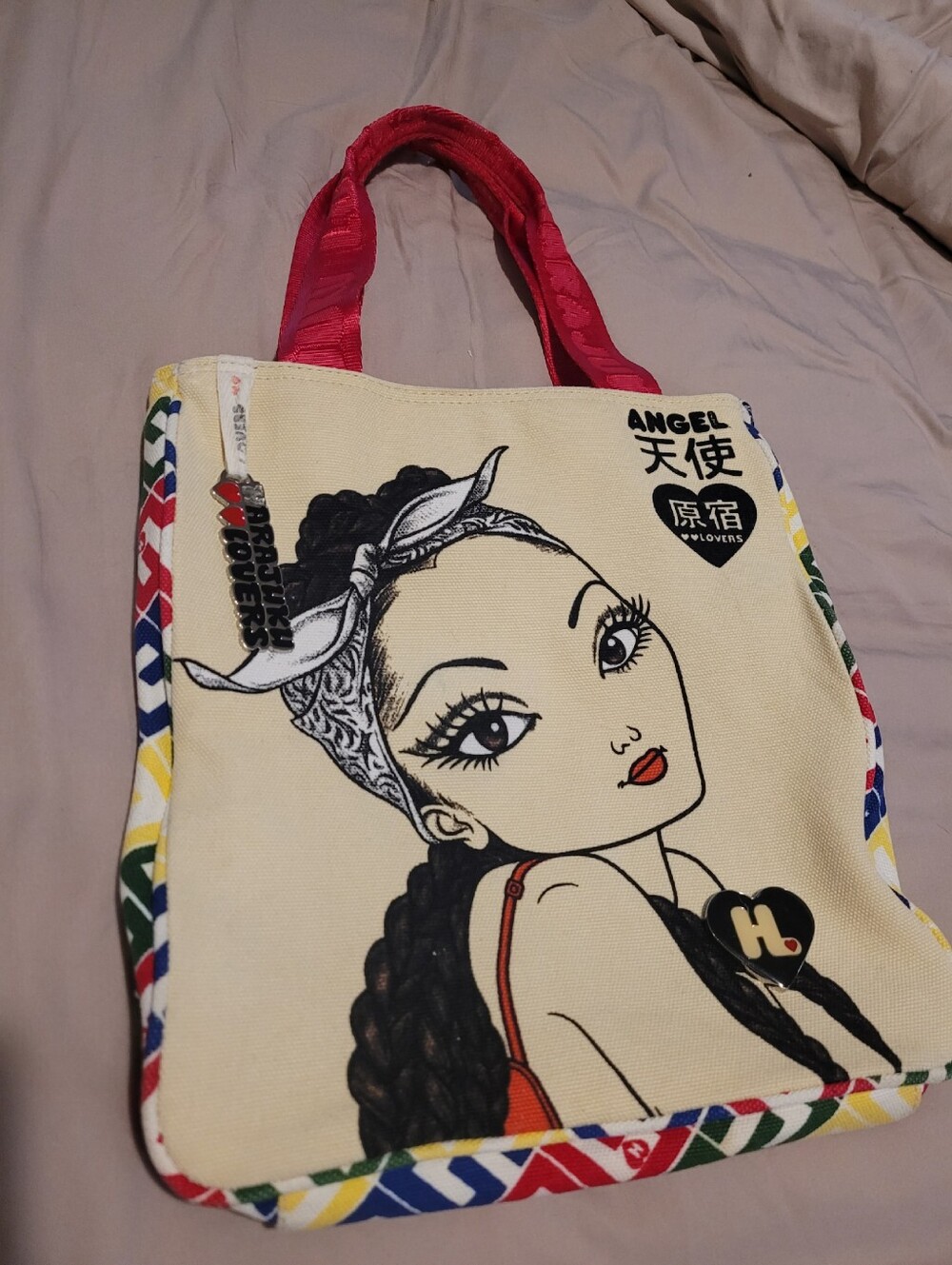 Rare Harajuku Lovers Maximalist Cream Canvas Purse